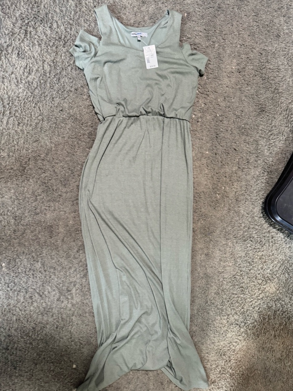 NWT Bailey Blue Sage Green Ribbed Cold-Shoulder Maxi Dress